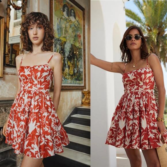 Agua Bendita Lima Maiz Hand‑Embroidered Linen Dress Red Size L - Picture 4 of 11